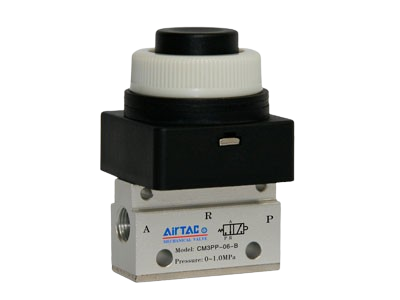 Van cơ khí khí nén CM3 Series 3/2 & 5/3 Way, Van nhấn tay công nghiệp Airtac CM3, Manual Mechanical Control Valve cho hệ thống khí nén