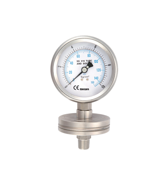 Bottom Flange with Diaphragm Pressure Gauges-2 JF-100-90-S316